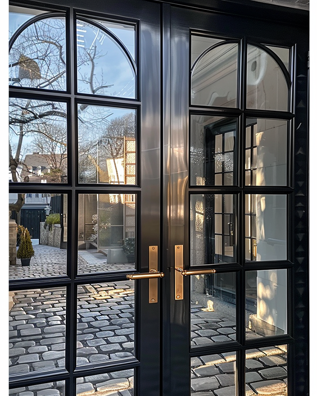 Wrought Iron Steel Framed Glass Entry Gate