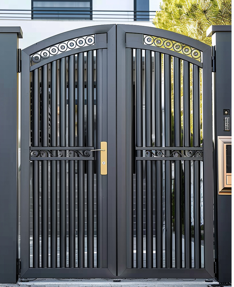 Wrought iron gate with a fingerprint lock